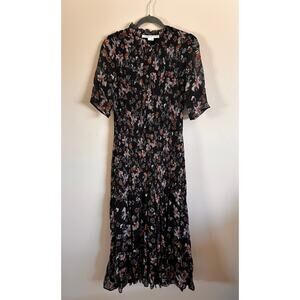 Veronica Beard Gabi Midi Dress Floral Smocked Tiered | Size 4